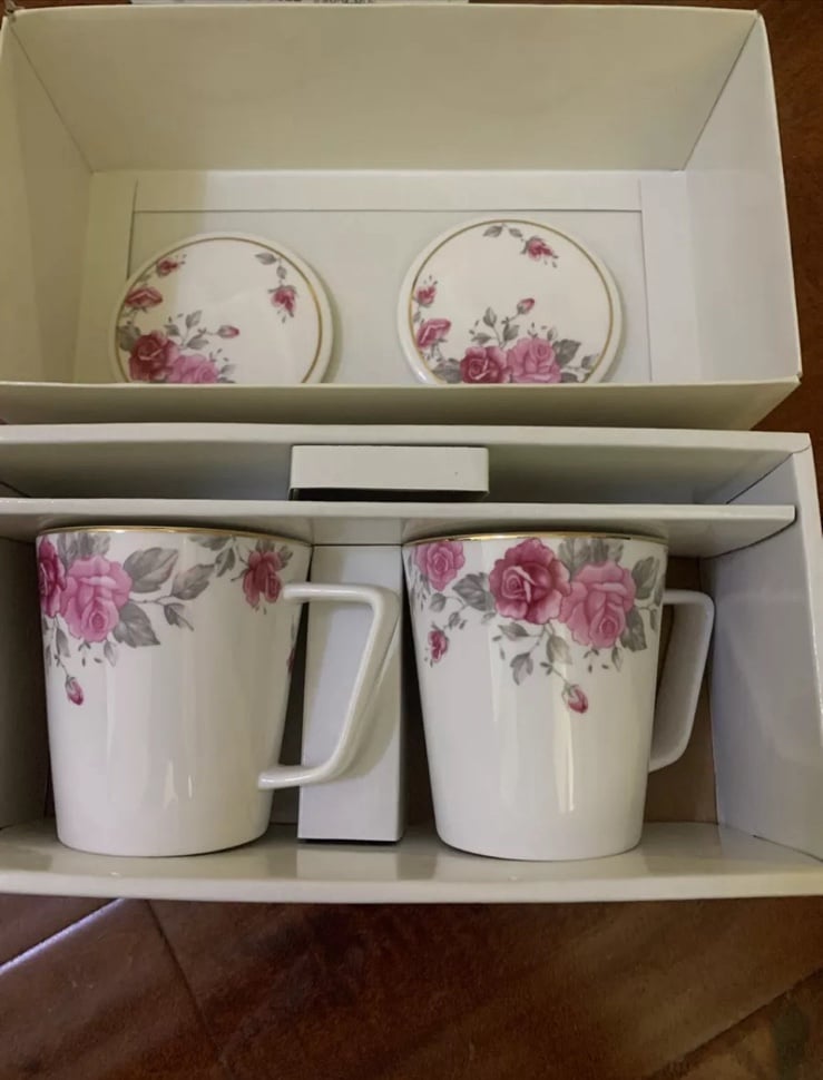 hankook ceramic st. james 2 pcs mug w/c white rose o persia