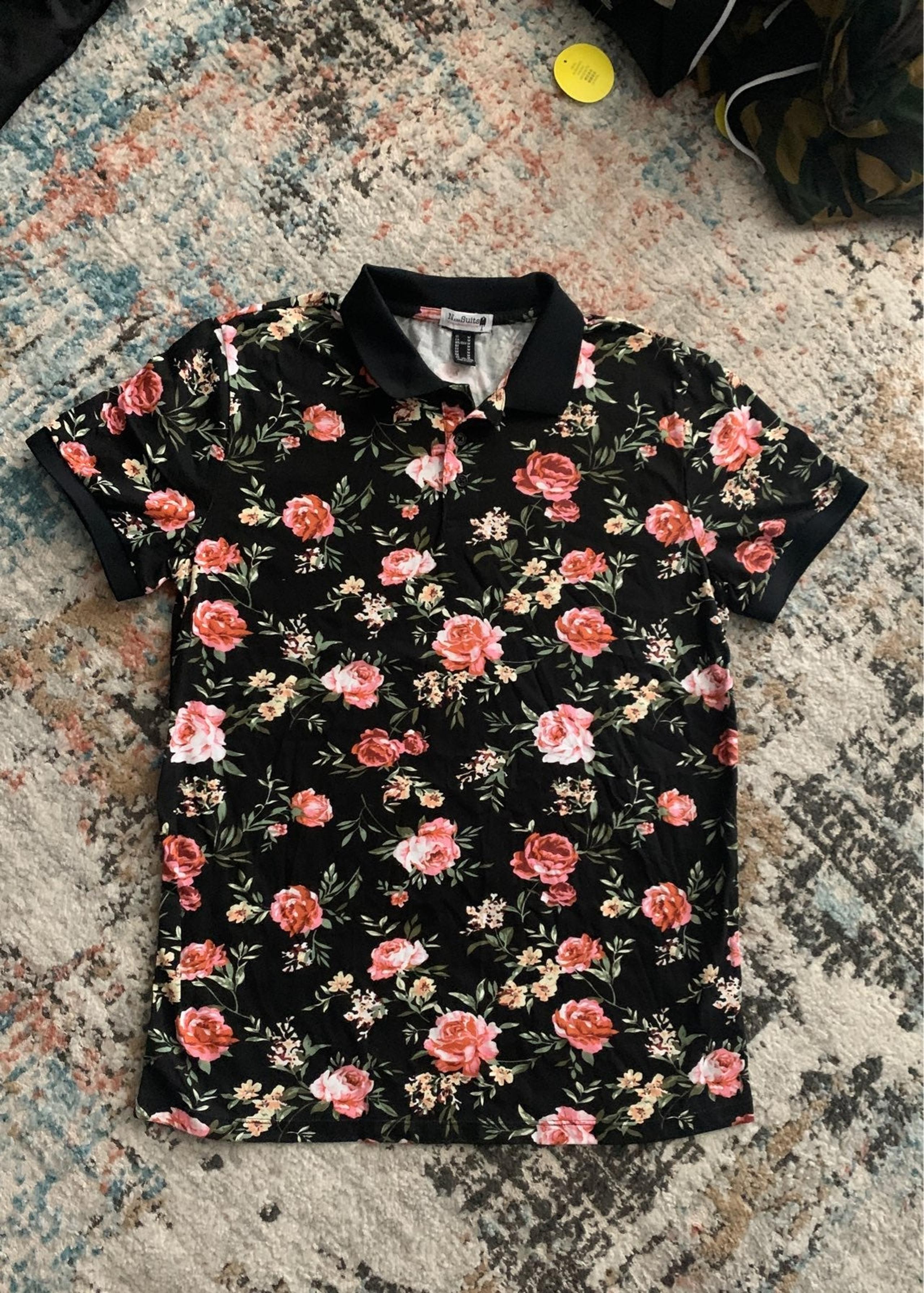 Men Black flower shirt