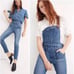 Madewell Overalls Denim Jeans Premium Indigo Raw Hem Ankle Jumpsuit Casual S