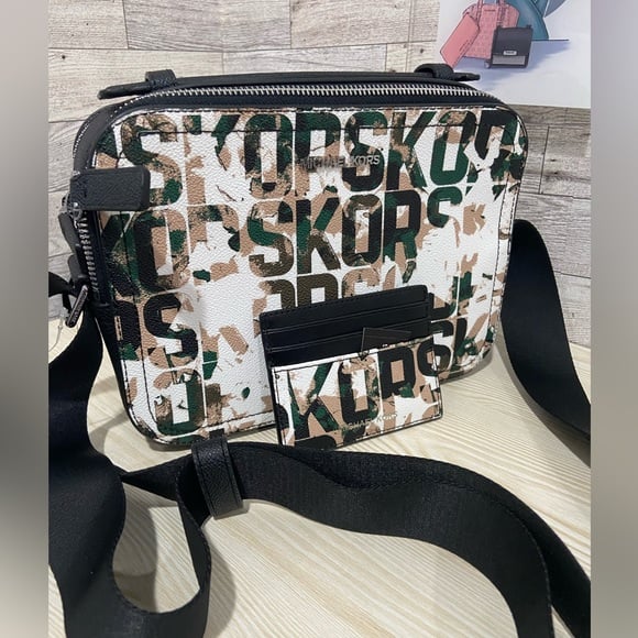 Michael Kors Bright White Map Bag and Cardcase