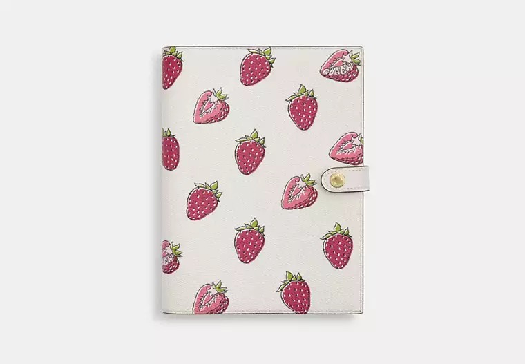 Coach Notebook With Strawberry Print CAO44