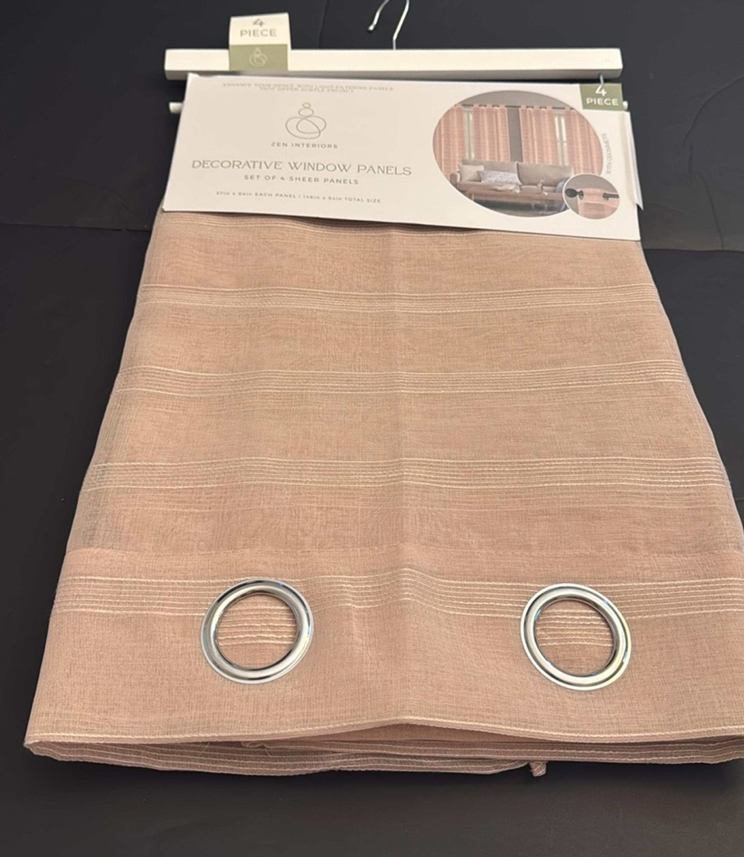 ZEN INTERIORS Decorative Window Panels - Set Of 4 Sheer Panels With Grommets