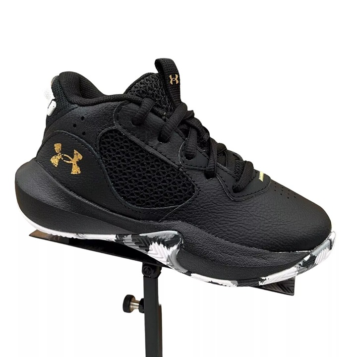 Under Armour Lockdown Little Boy's Leather Basketball Shoe Size 11 Black Lace Up