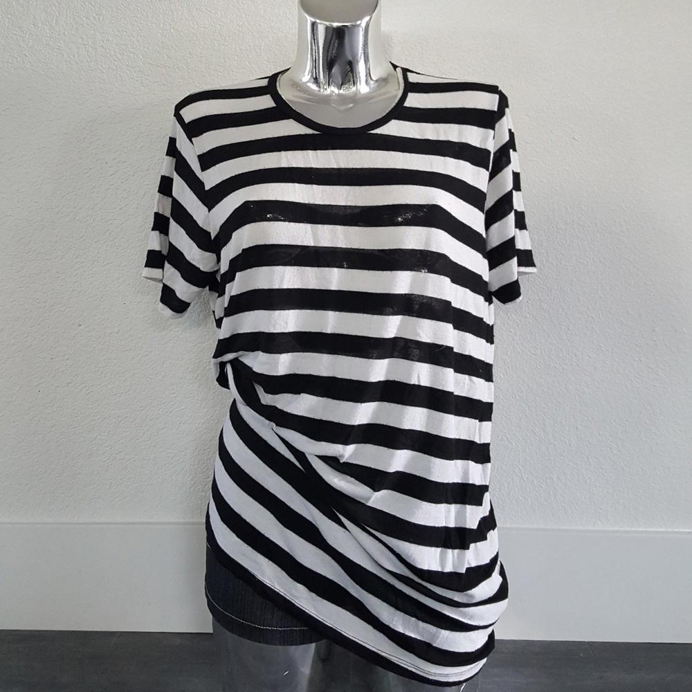 White Black Bold Stripe Luana Melville Sleeve