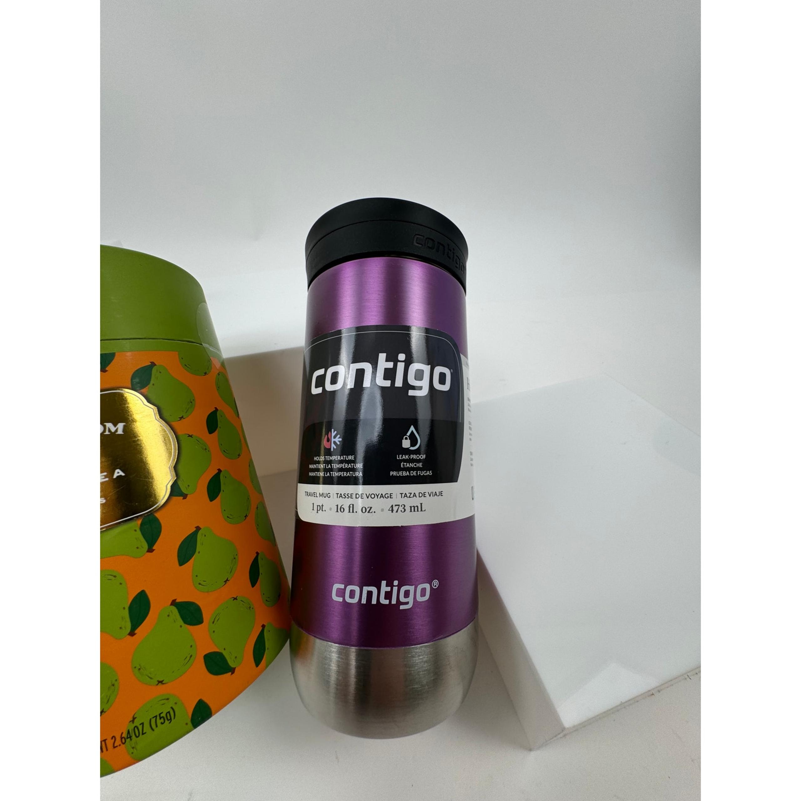 Contigo Purple Huron Travel Mug Thermo 16 fl oz With Tea Wisdom Pear Green Tea