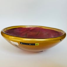 Andreas Meyer Fused Abstract Contemporary Handmade Art Glass Bowl Signed