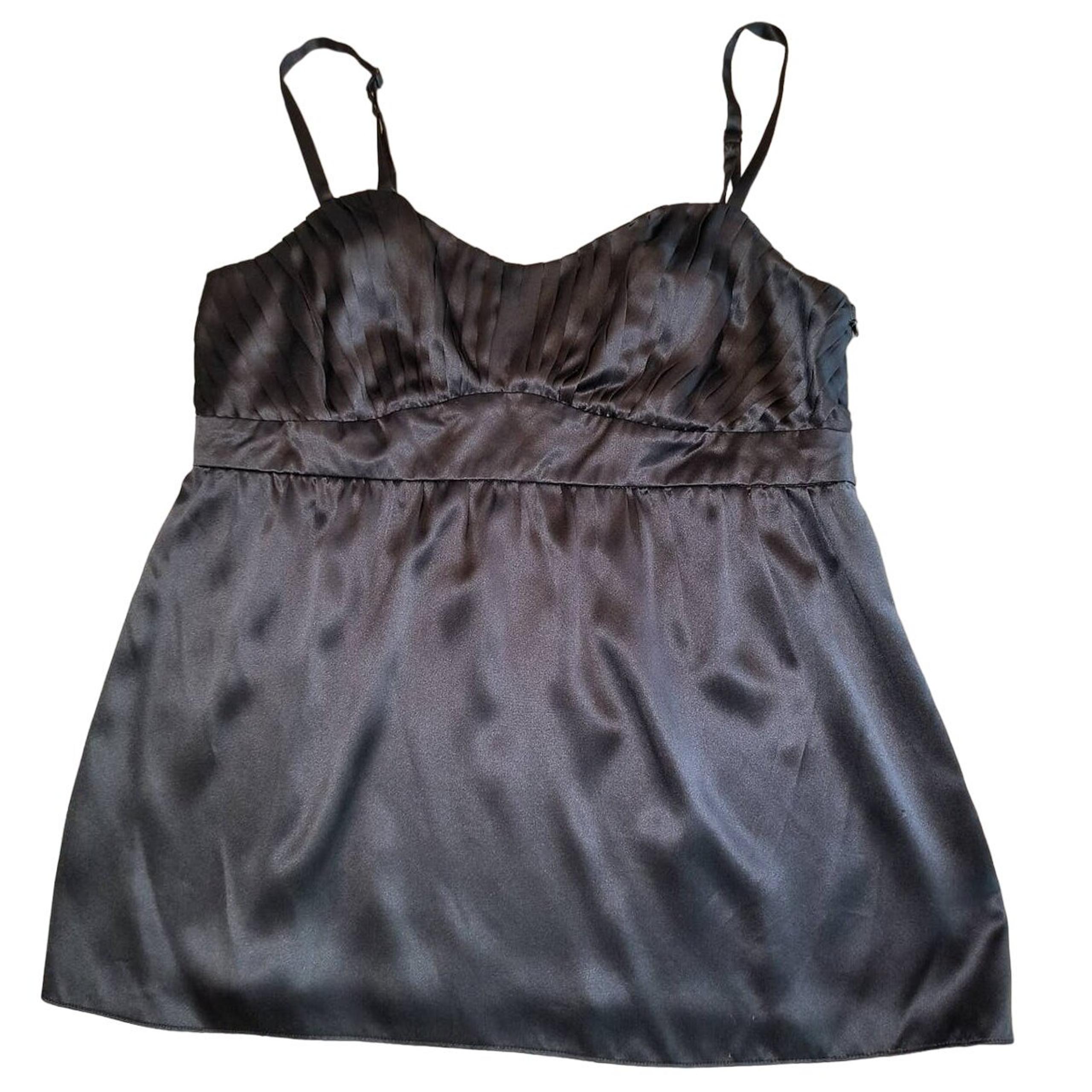 INC Babydoll Camisole Top Women's Sz 10 Black Silk Satin Spaghetti Straps