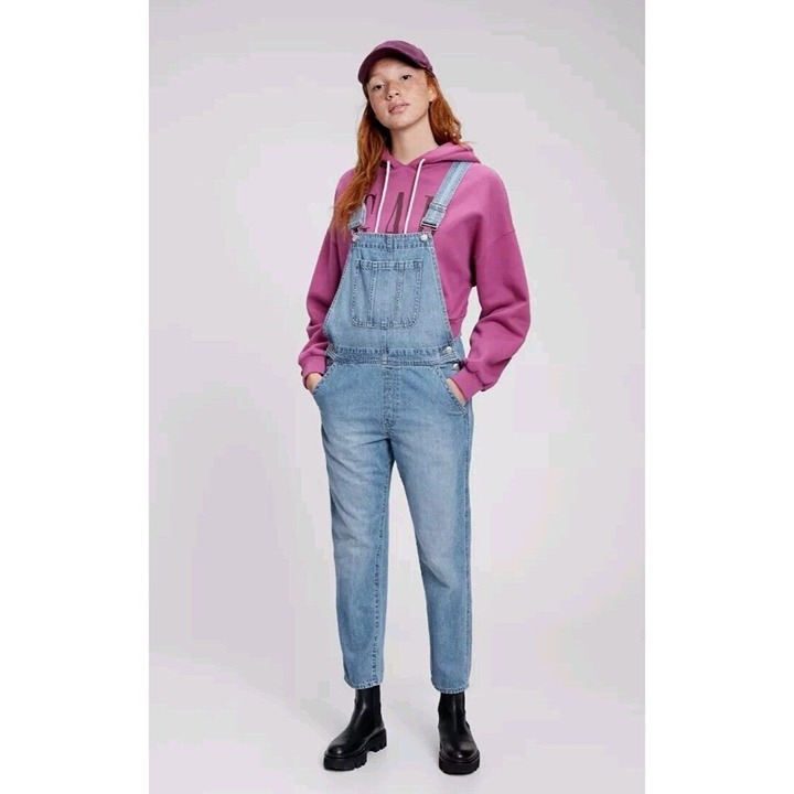 Relaxed denim overalls gap best sale