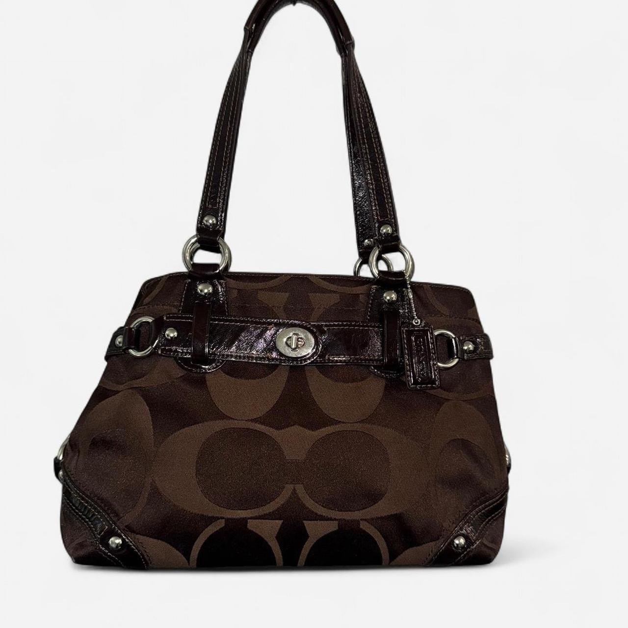 COACH Y2K Brown CARLY Signature C Jacquard Shoulder Purse No J0873-13300