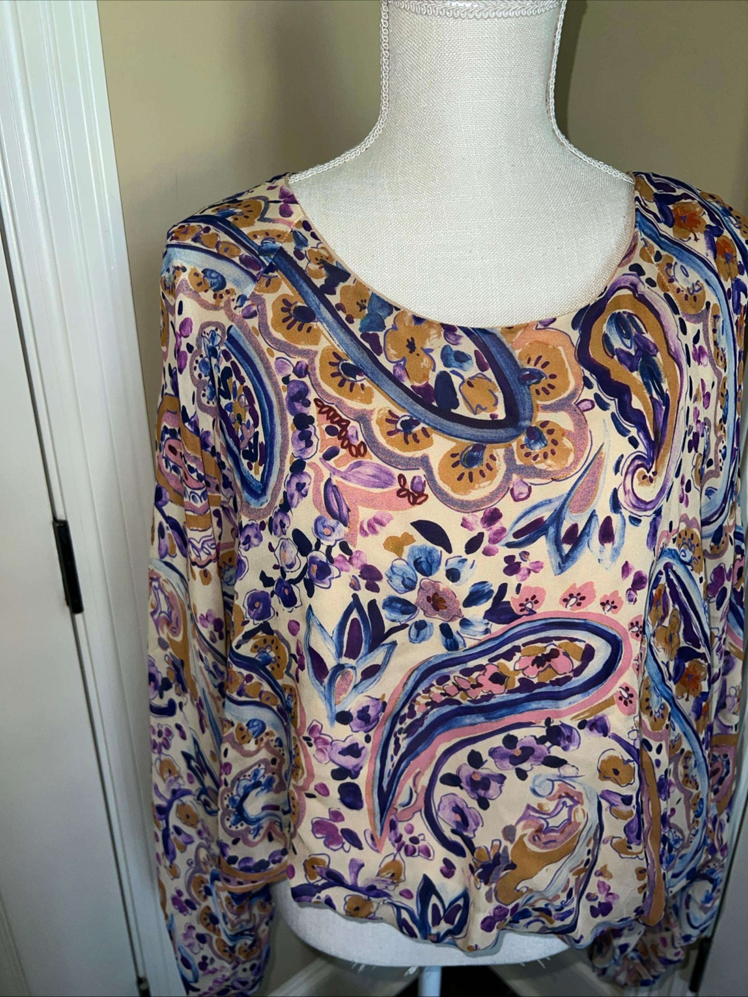 Blouse Karen Kane Women's Peasant Blouse Lightweight Multicolor Size Large Lined