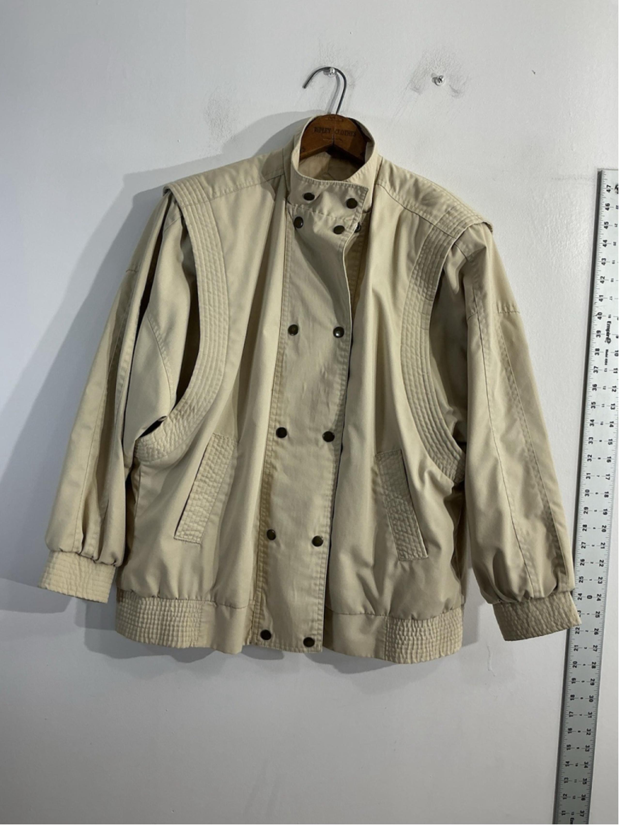 Womans Vtg Fleet Street Thriller Bomber Jacket 6 Tan Double Snap Closure