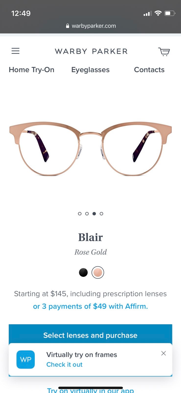 Warby Parker Blair Rose Gold Glasses
