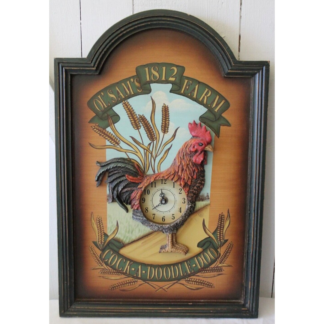 Designs Styles Ol Sam's 1812 Farm Rooster Wall Clock 19.5 x13