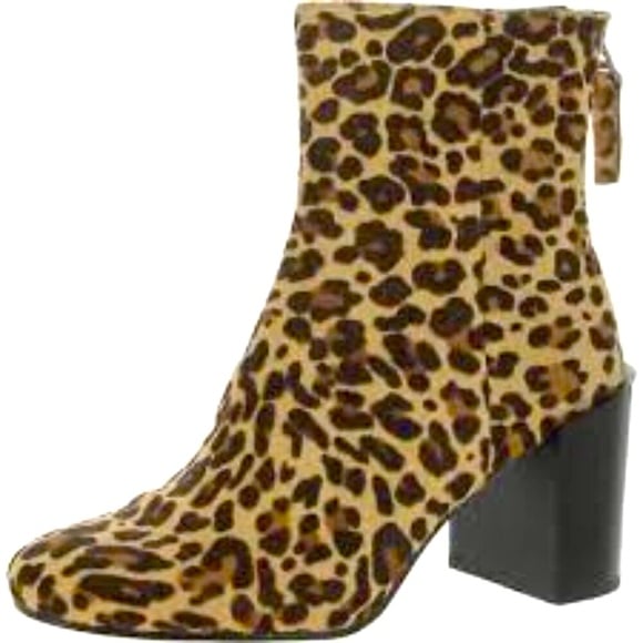 NIB [Dolce Vita] Cyan Calf Hair Block Heel Leopard Ankle Boots Women's Sz 6.5