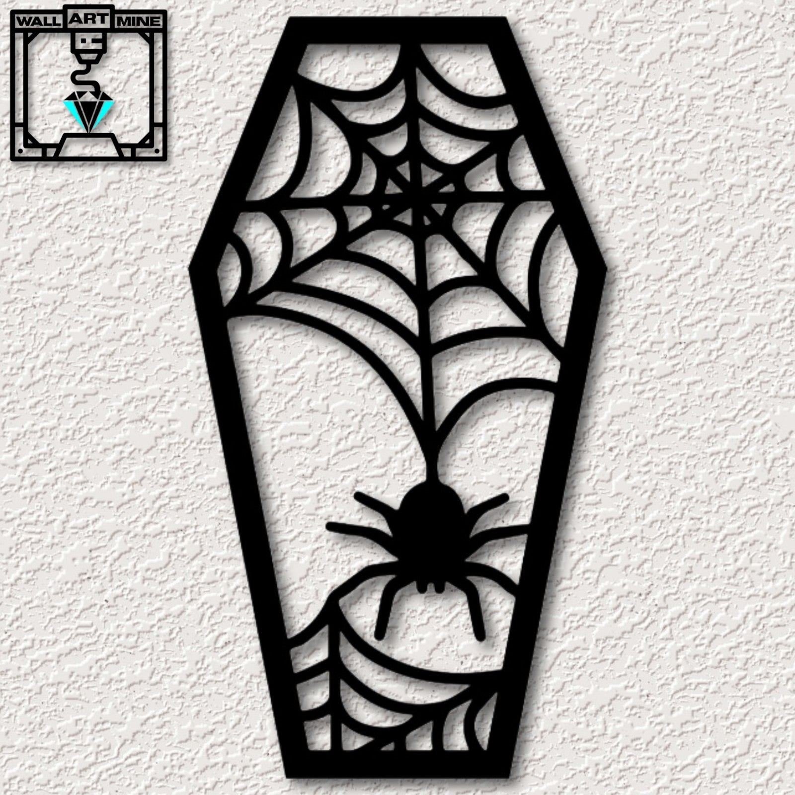 2 extra large Halloween Wall Art Spider coffin & Witch moon holiday Decorations