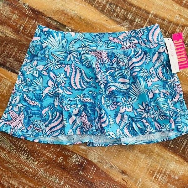 Lilly Pulitzer UPF 50 Luxletic Corrine Skort Amalfi Blue Sound The Sirens size