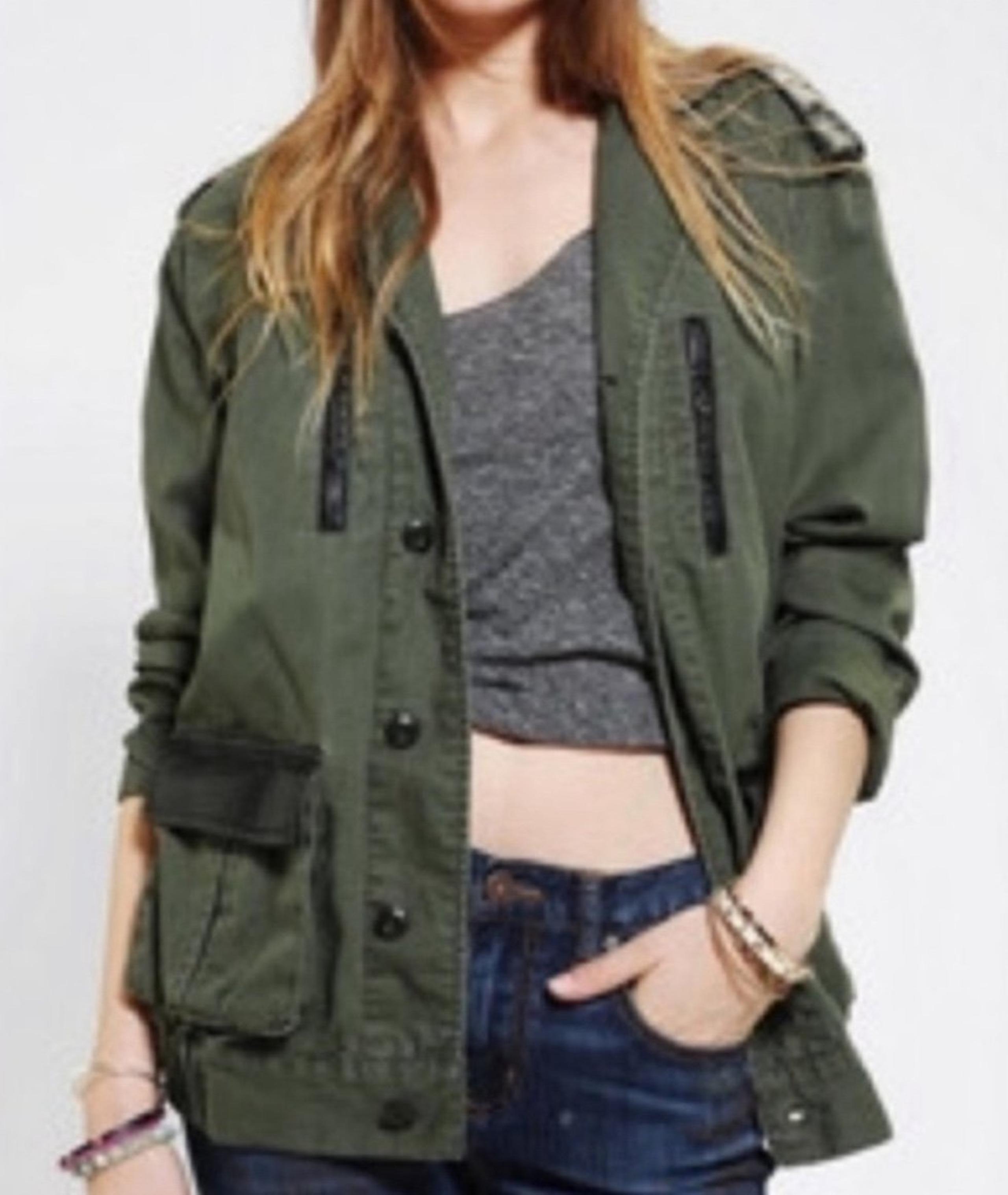 BDG Jacket Women's Small Green Olive Military Utility Cargo Button Up