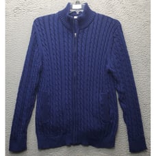 Coofandy Cardigan Sweater Mens XL Navy Chunky Knit Pockets Mock Neck Full Zipper