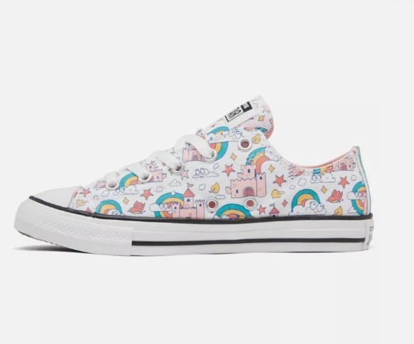 Converse with pink rainbows and castles