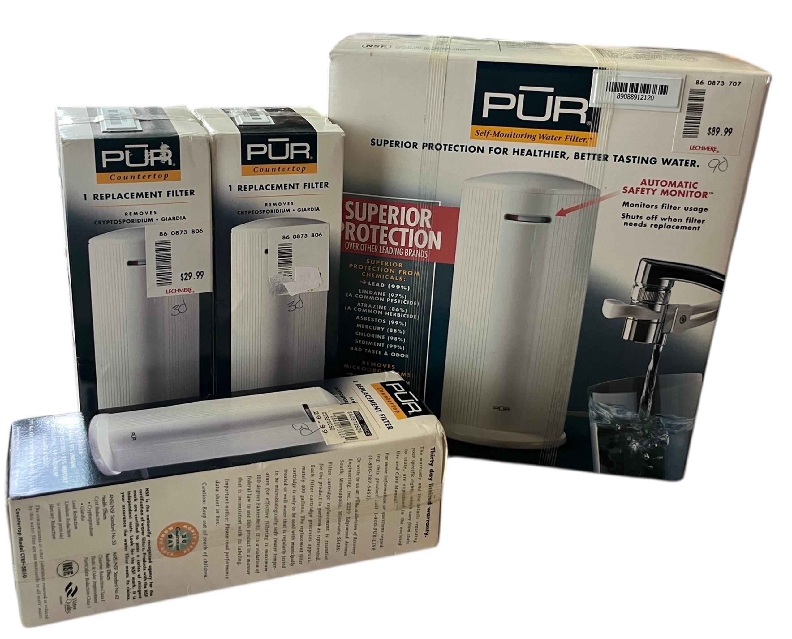 PUR Counter Top Water Purifying System  w/3 replacement Filters. NEW old stock