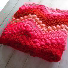 Pink and Red Chevron Crocheted Baby Blanket