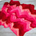 Pink and Red Chevron Crocheted Baby Blanket