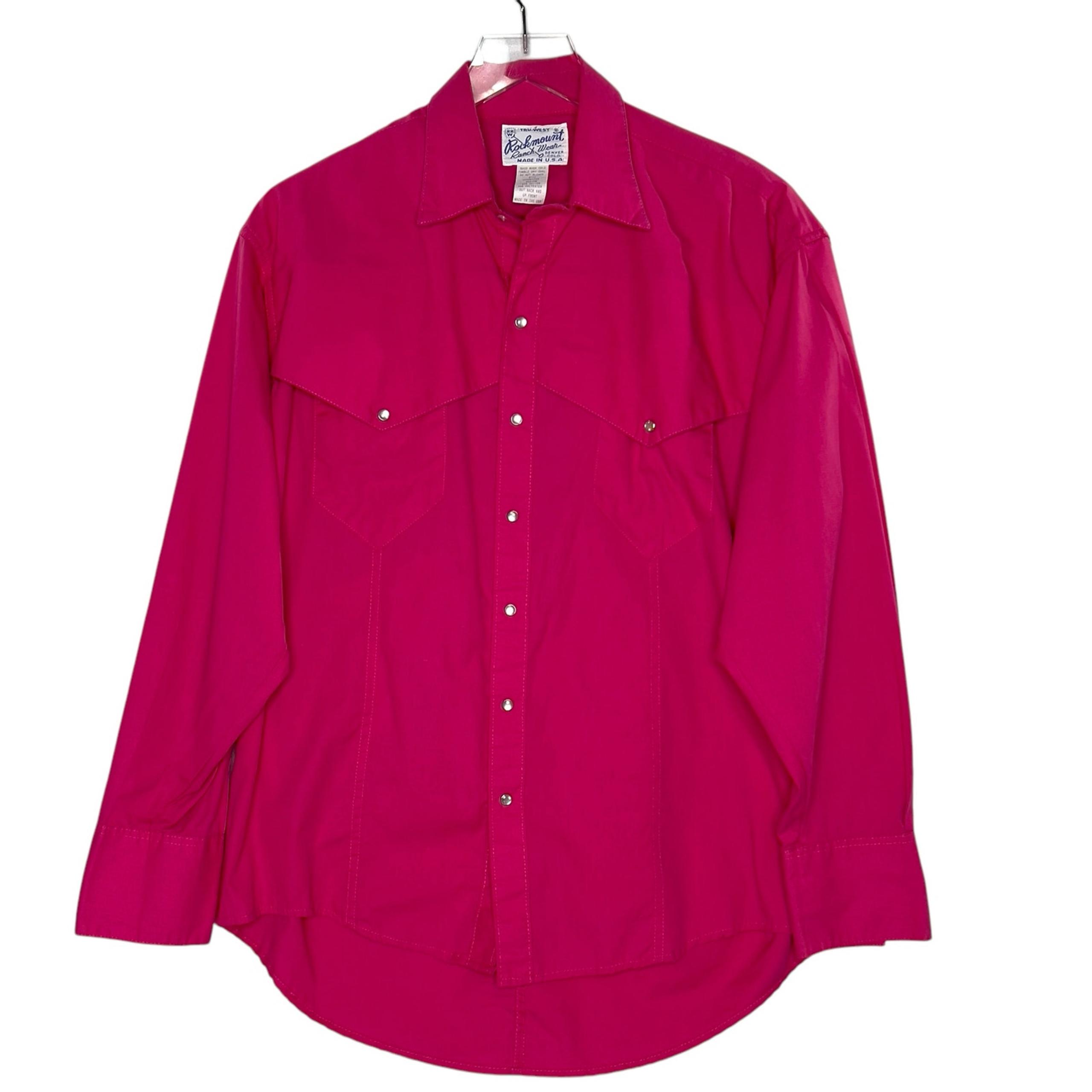 Rockmount M Hot Pink Cowboy Western Shirt Rockabilly Pearl Snap Vintage
