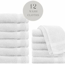 WhiteClassic Luxury Cotton Washcloths - 13x13 Hotel Face Towel White 12 Pack