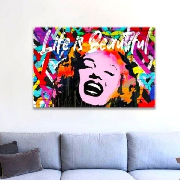 ICanvas Marilyn Monroe Graffiti Pop Art Vinyl Canvas Wall Decor