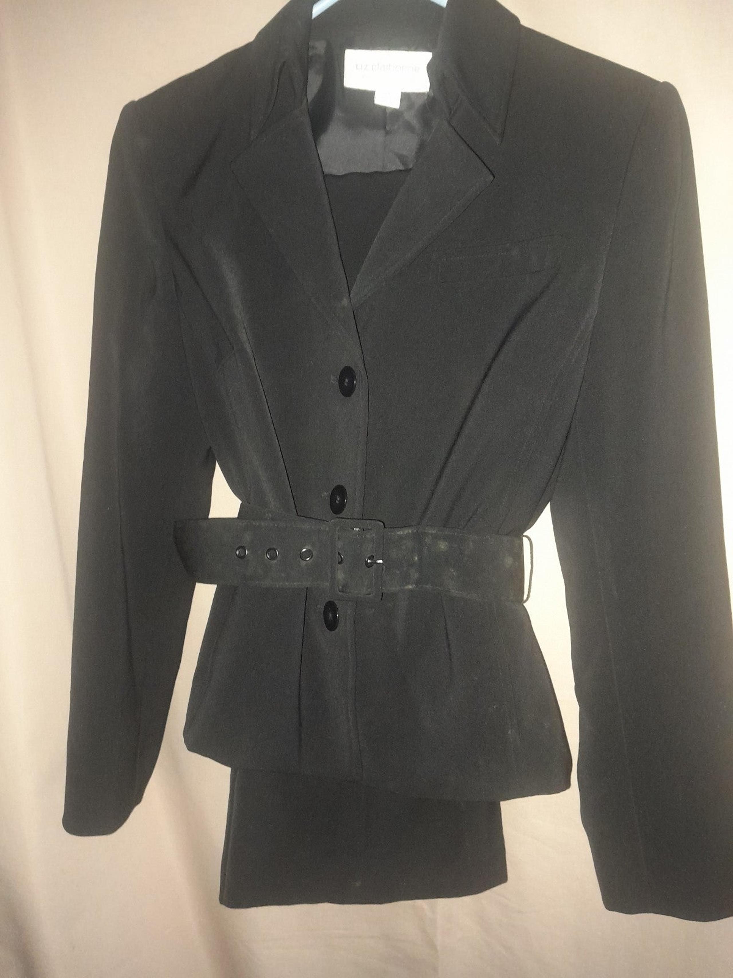 WOMENS LIZ CLAIBORNE PETITES BLACK 2 PIECE PANT SUIT JACKET/ PANTS SIZE 6 PETITE