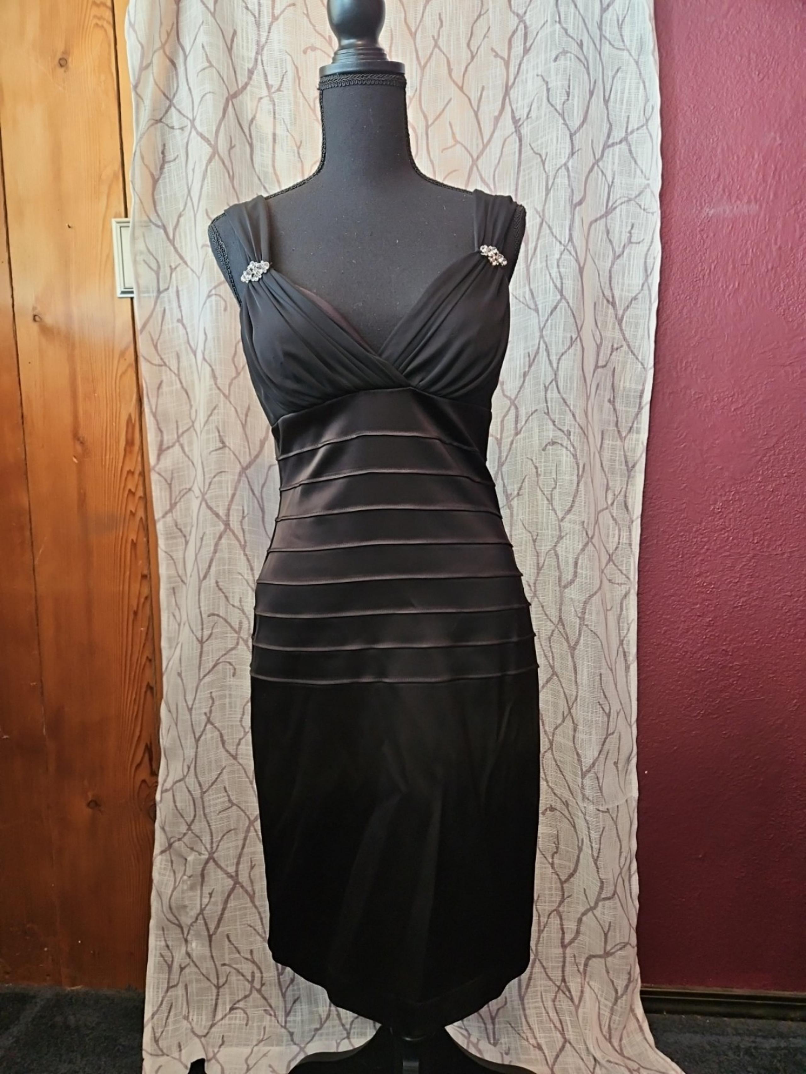 Betsy & Adam Womens Size 8 Black Stretch Sleeveless Ruched Midi Bodycon Dress