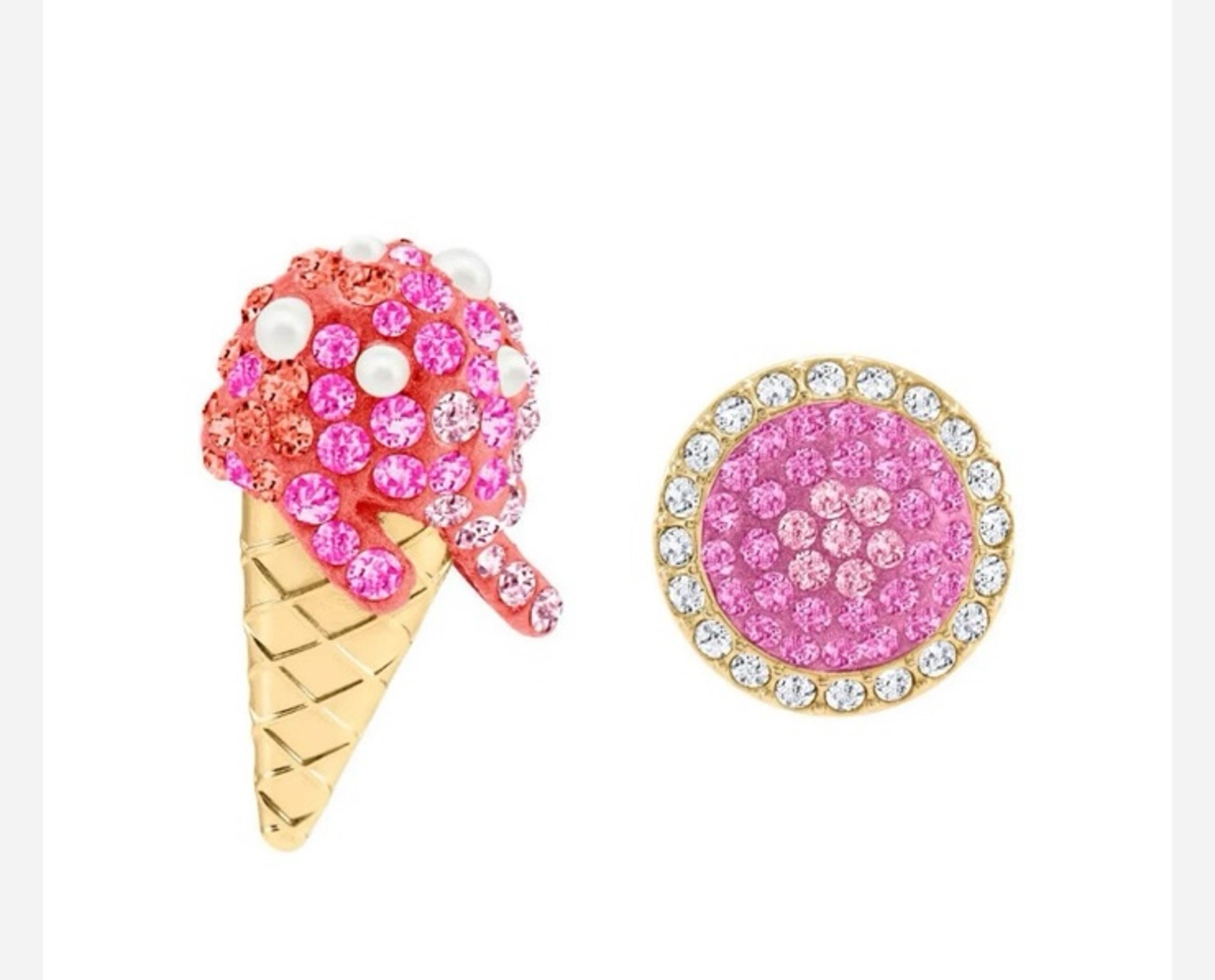 No Regrets Ice Cream Multi-Colored Gold Plating Pierced Earrings NWT #2510 - Swarovski
