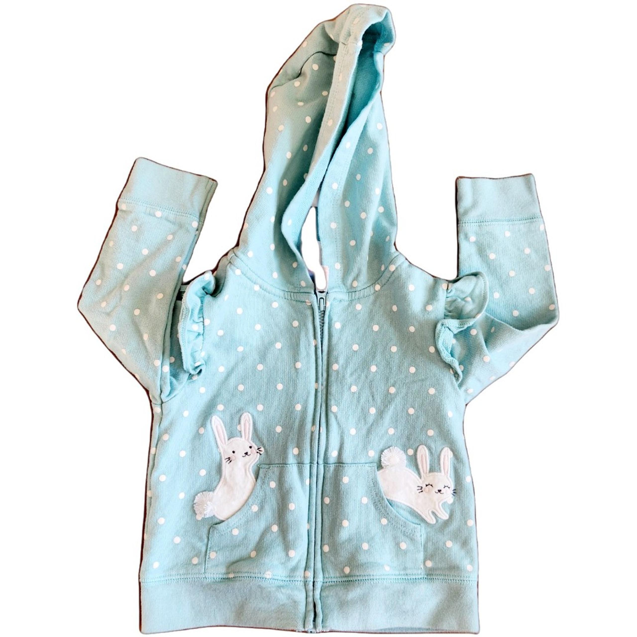 Carter’s Blue and Pink Baby Girl Bunny Sweater Hoodie - Size 12M