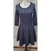 Nina Leonard Sweater Dress Women's Medium Black Blue Geo Print Rayon Round Neck