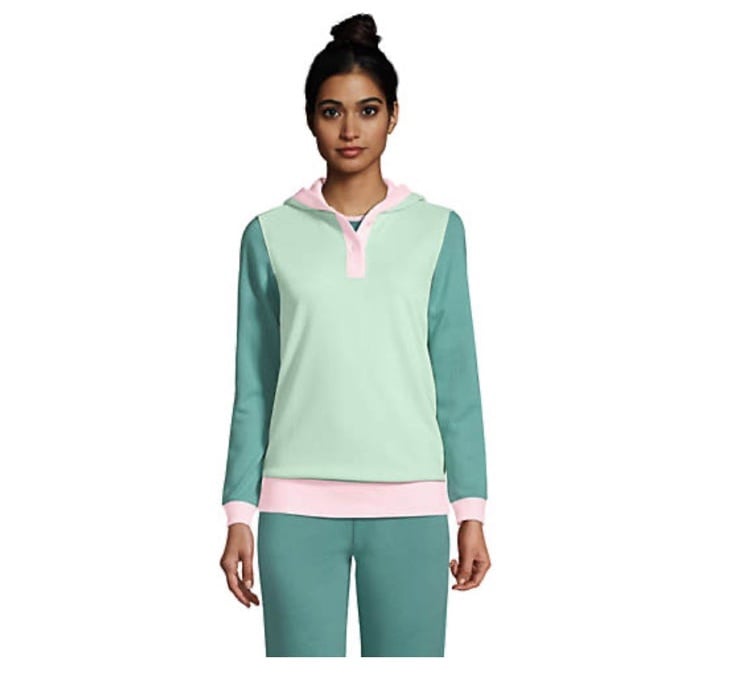 Pastel Block Women's Lands' End Serious Sweats Button-Front Hoodie
