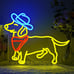 Cowboy Neon Sign for Wall Decor Dog Cowboy Hat Neon Light Western Cute
