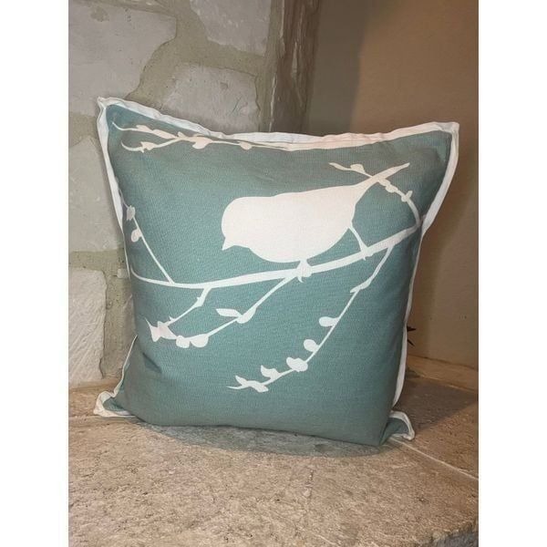 Storehouse turquoise & white Bird Silhouette Throw Pillow w/Feather insert