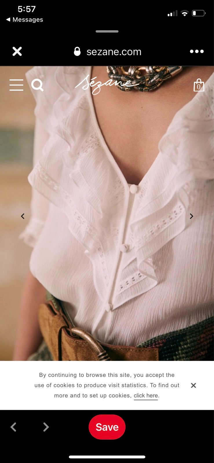 Sezane Alyna Blouse in Ecru