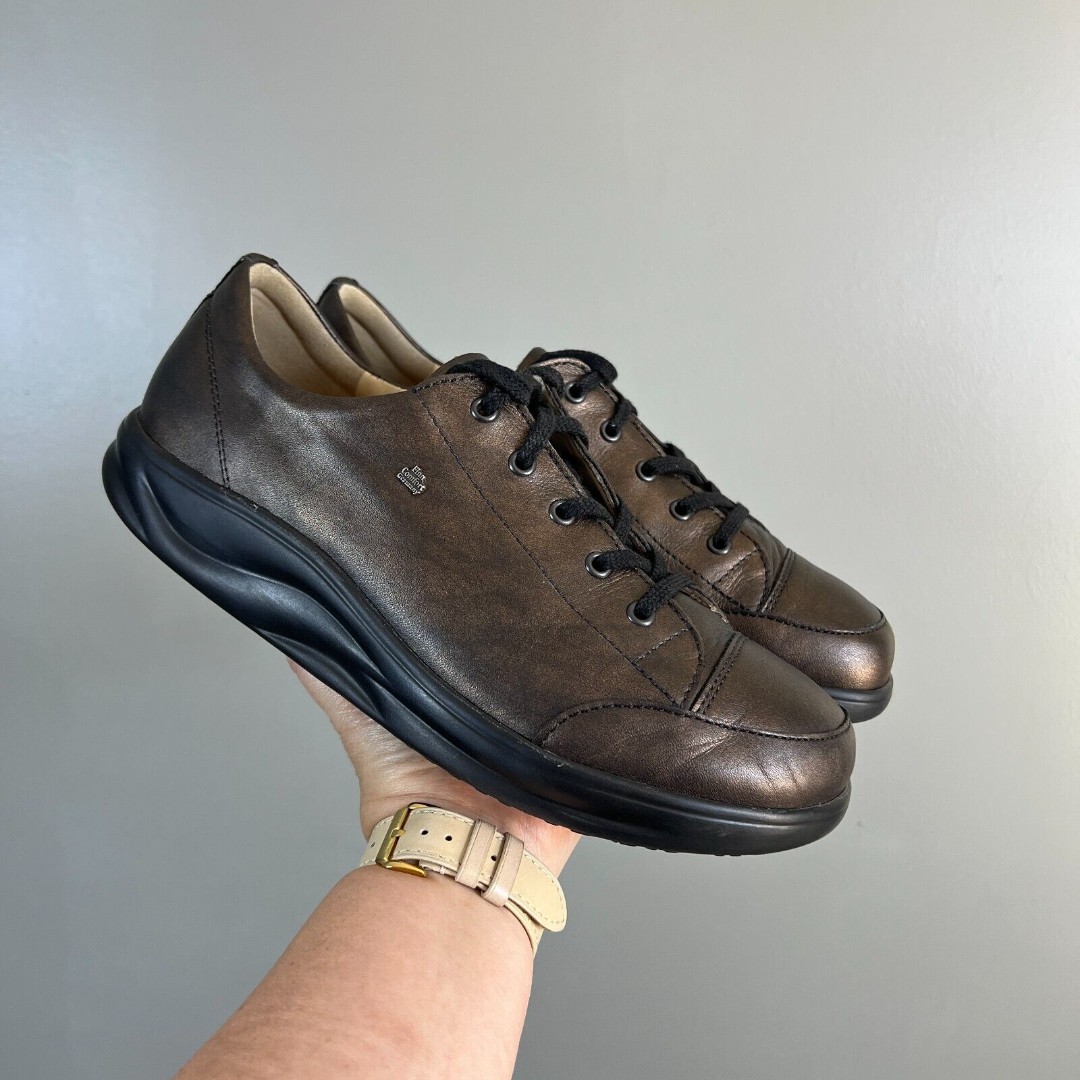 Finn Comfort Ikebukuro Leather Sneaker Bronze Womens 7.5 Walking Lace Up Casual
