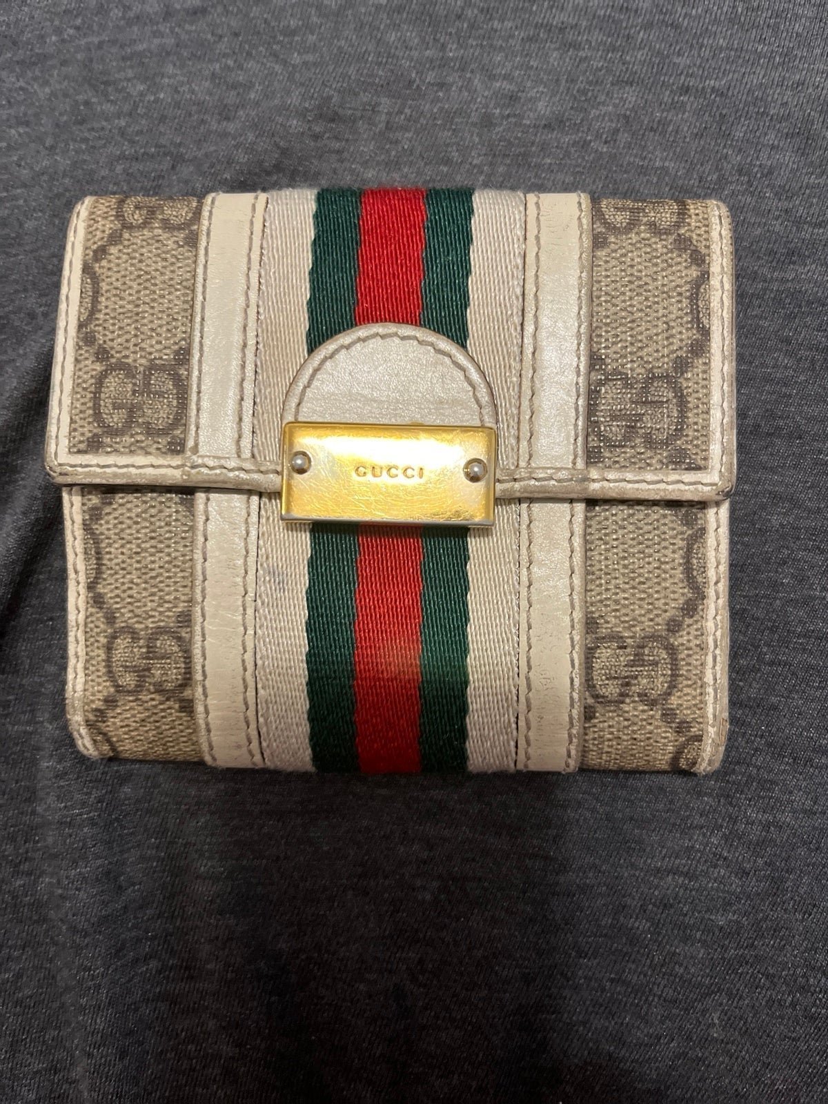 Gucci ophidia chains tan/brown folding wallet sherry