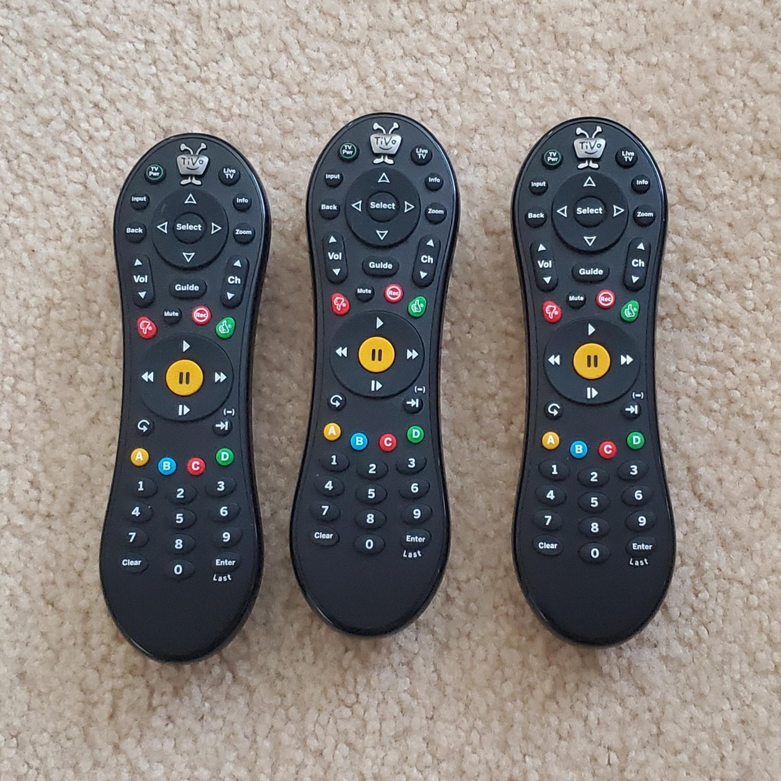 Lot Of 3 Genuine TiVo TGN-RC30 Roamio Plus Remote Control. Tested Working.