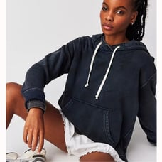Free People We The Free Zuma Pullover Hoodie Sweatshirt Black