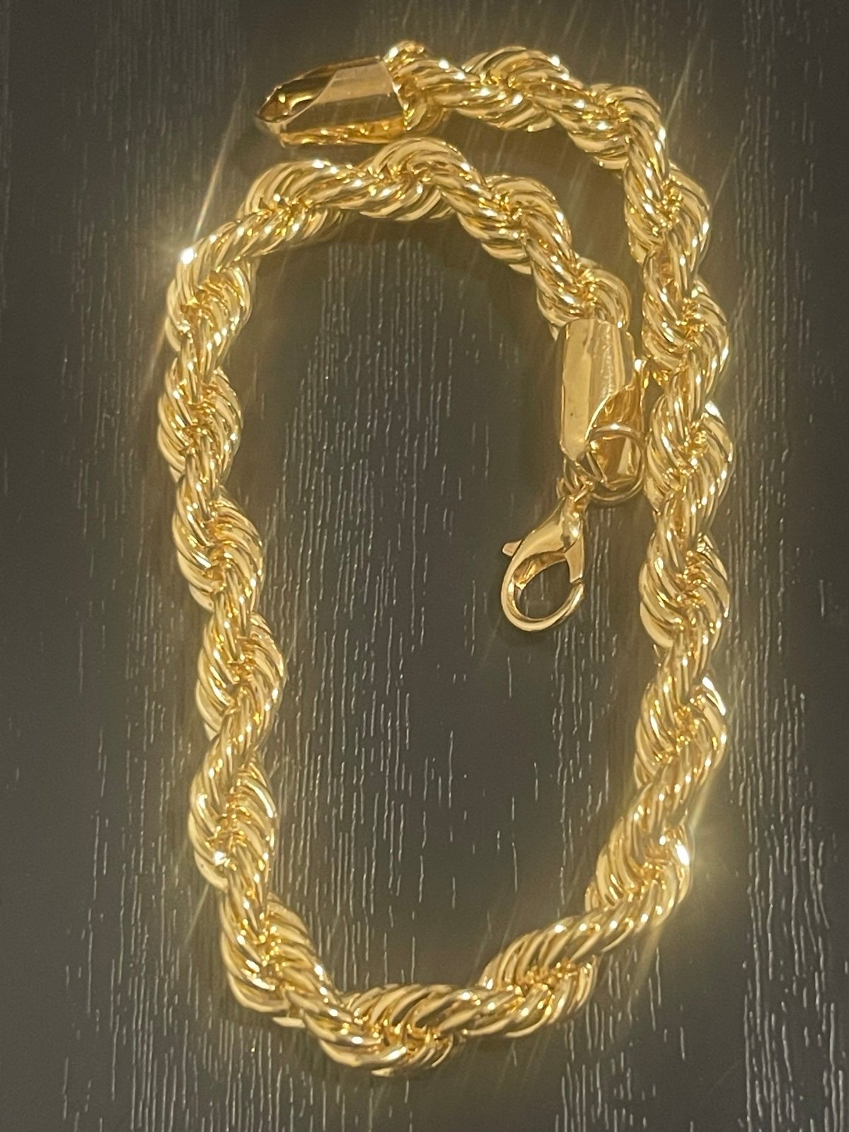 Gold14kt gold plated rope 6mm 8 1/2 inch bracelet