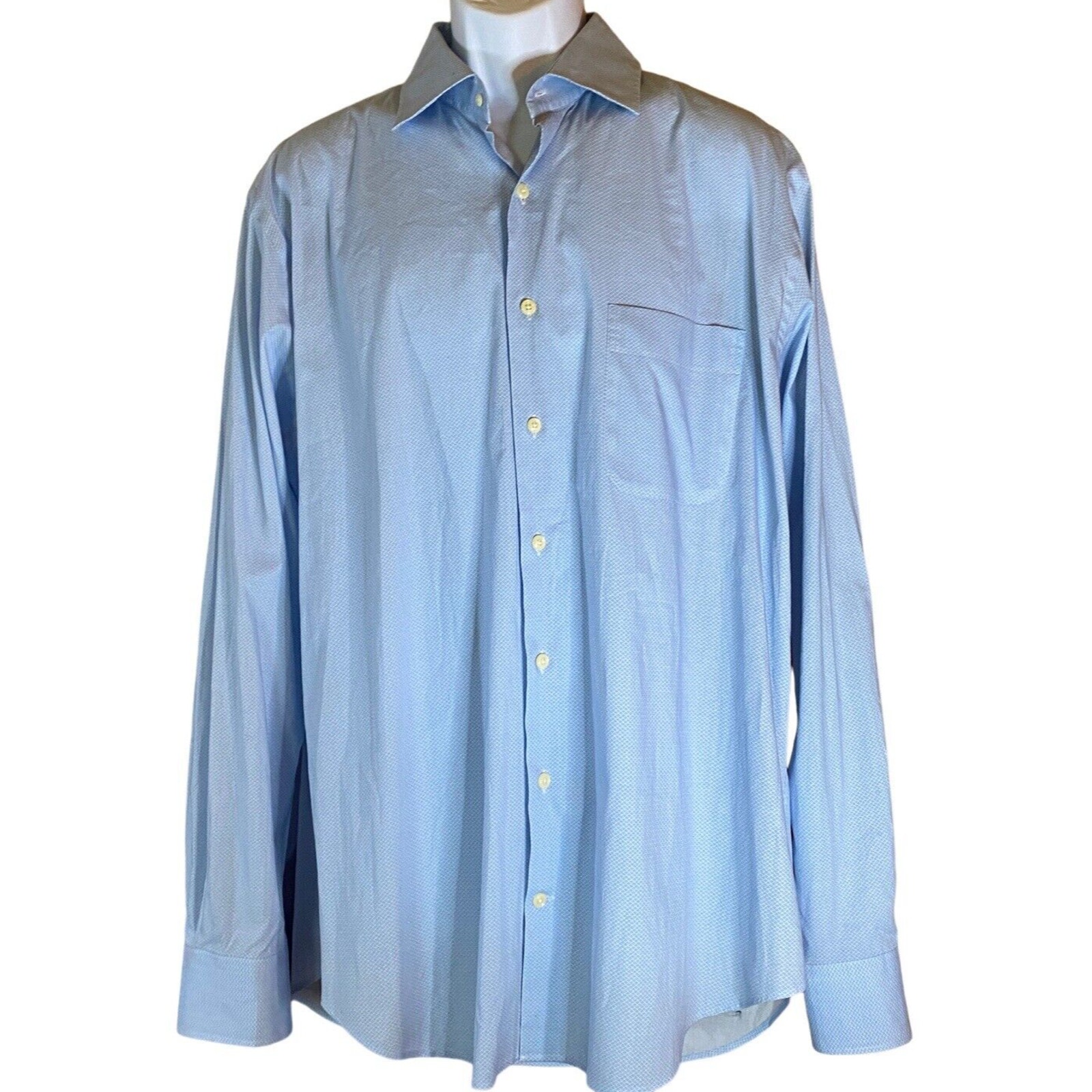 Preppy Peter Millar Crown Mens L Blue Semi-Formal Cotton Button Dress Shirt