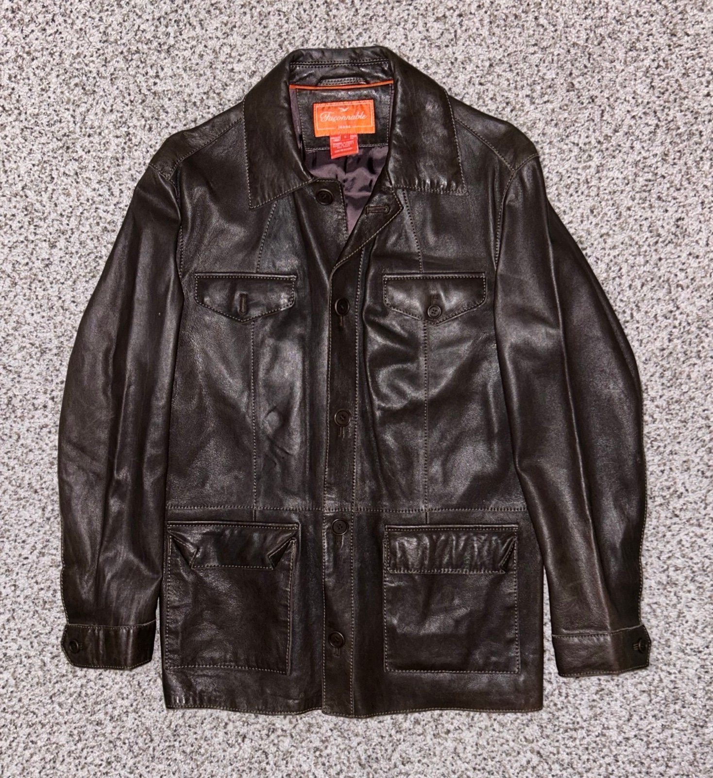 Faconnable Lambskin Leather Chocolate Brown Men’s Jacket