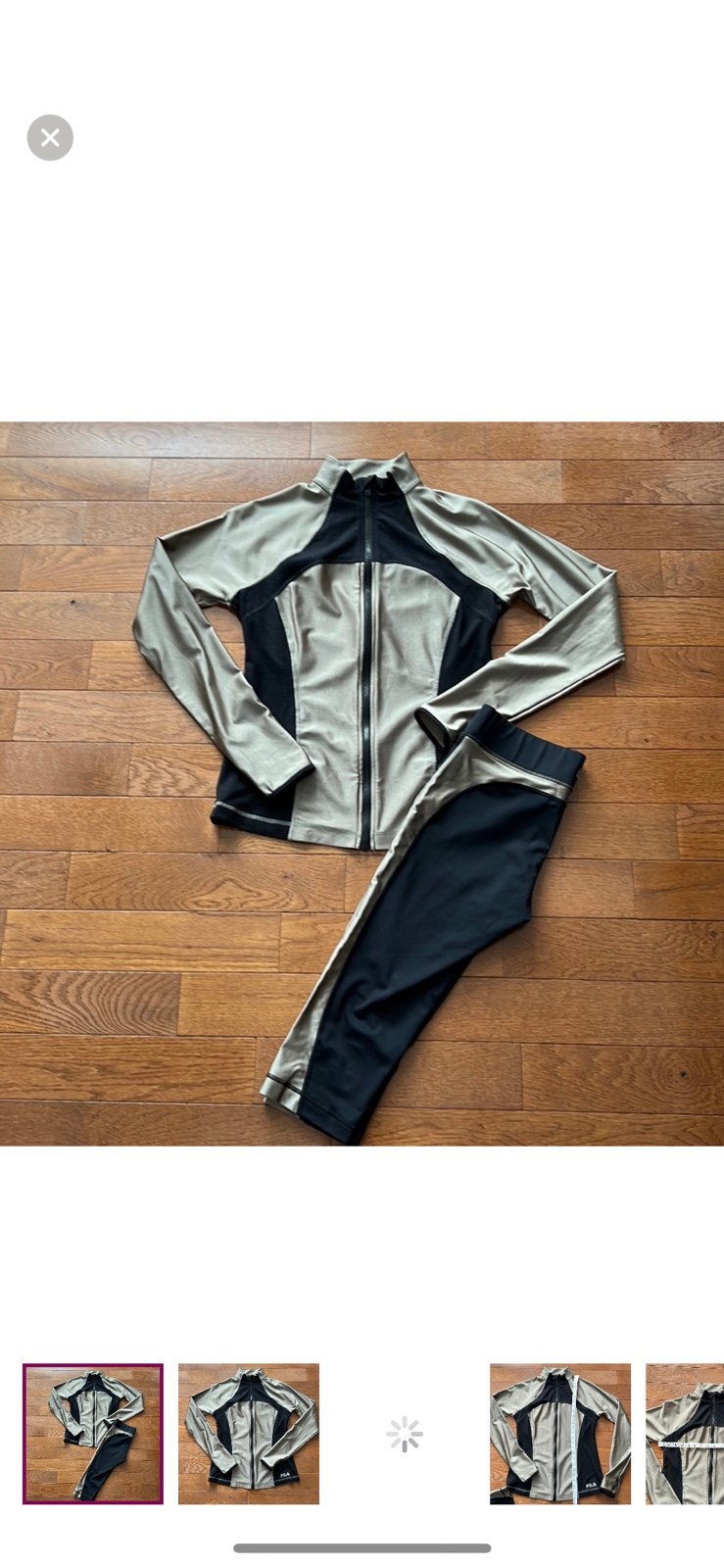 FILA ACTIVE JACKET/CROP SET BUNDLE-BLACK/METALLIC-XS/S