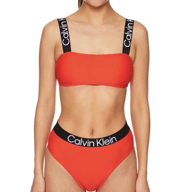 Calvin Klein Women's Logo Elastic Swimsuit High Rise Sz S