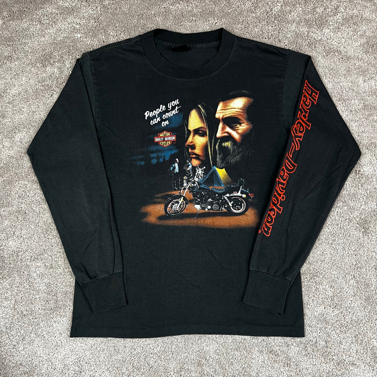 Vintage Harley-Davidson Long Sleeve Shirt Size S People You Can Count On 3D
