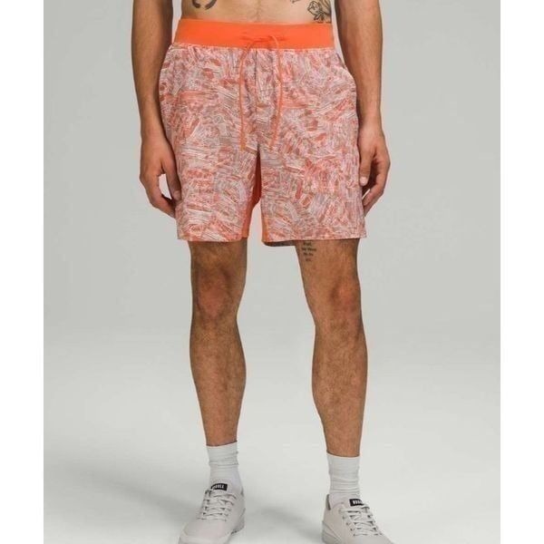 Lululemon mens T.H.E short 7” linerless warm coral multi size S
