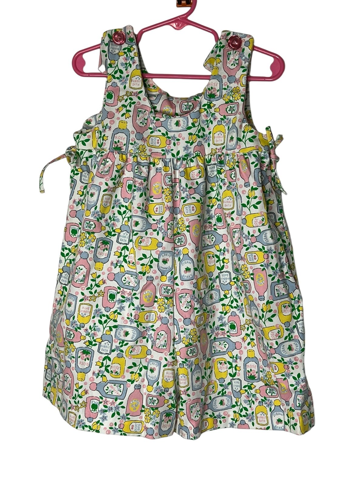 Vintage Buster Brown floral bubble bath bottle romper sz 4T